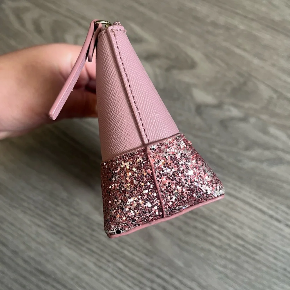 Kate Spade Greta Court Shiloh Glitter Cosmetic Travel Makeup Bag Pink - Picture 6 of 14